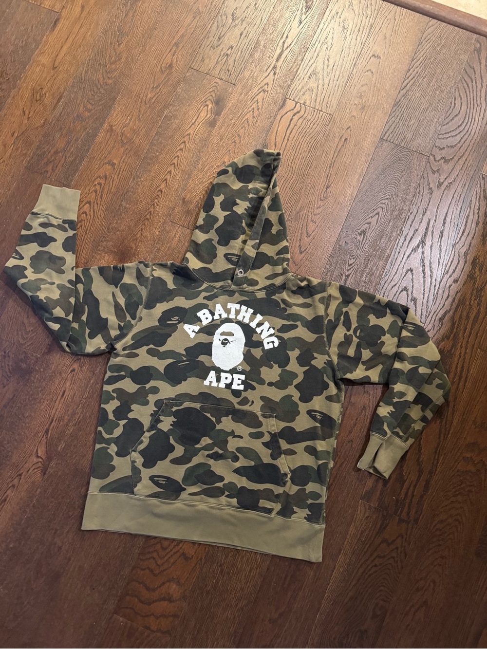 A Bathing Ape Camo Hoodie - Olive Green THE ORIGINAL